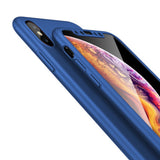 Apple iPhone X 360 Blaue Hülle mit Schutzglas
