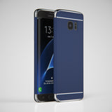 3in1 Samsung Galaxy S7 EDGE Schwarze Hülle mit silbernen Bügeln