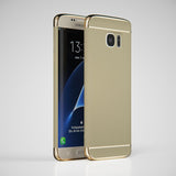 3in1 Samsung Galaxy S7 EDGE Schwarze Hülle mit silbernen Bügeln
